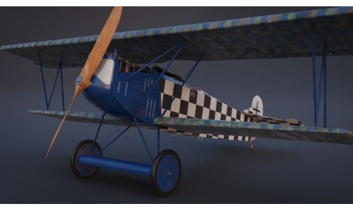 Fokker D VII biplane game-ready asset Low-poly 3D model