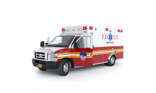 Ford E-Series Ambulance FDNY with Interior Low-poly 3D model