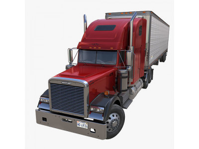 Freightliner Classic XL van trailer Low-poly 3D model