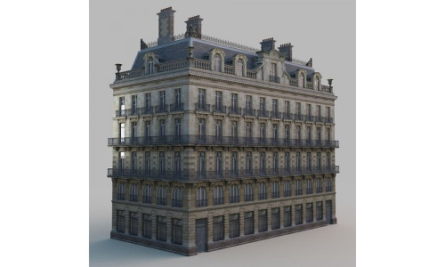 French residence Low-poly 3D model