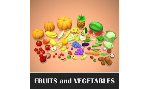 Fruits And Vegetables - Stylized Food Pack Low-poly 3D model