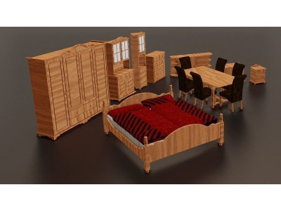 Furniture set  3D model Low-poly 3D model