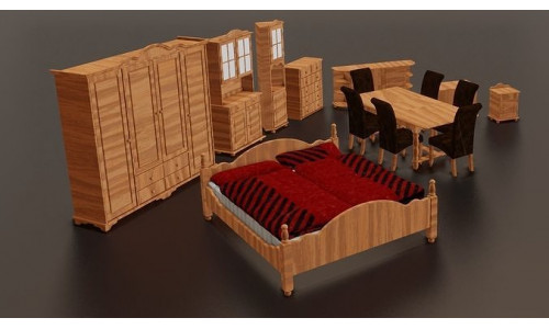 Furniture set  3D model Low-poly 3D model