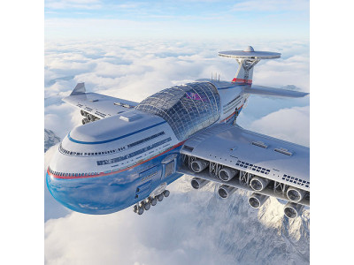 Futuristic airplane cruise 3D model