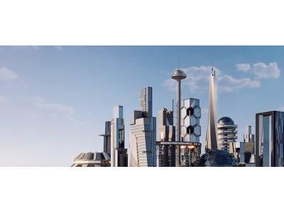 Futuristic sci-fi buildings kit 3D model