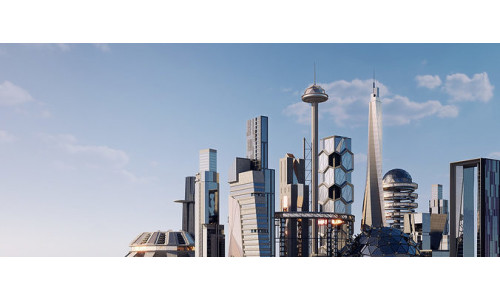 Futuristic sci-fi buildings kit 3D model