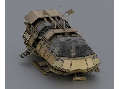 Futuristic Transport Shuttle Rigged  Low-poly 3D model