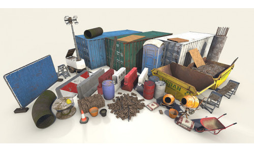 Game Ready Construction Site Props  Low-poly 3D model