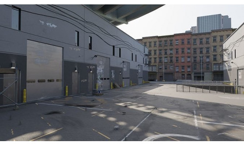 Garage alleyway street  Low-poly 3D model