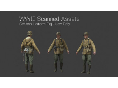 German Camo Soldier Rig - WW2 Scanned Asset Pack Low-poly 3D model
