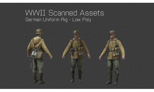German Camo Soldier Rig - WW2 Scanned Asset Pack Low-poly 3D model