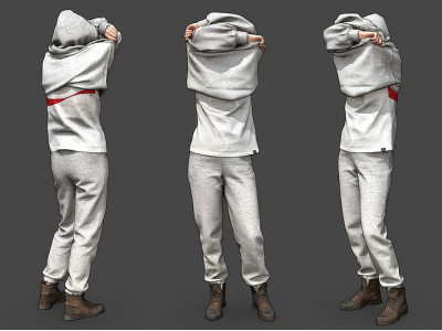 Girl takes off her hoodie 3D model