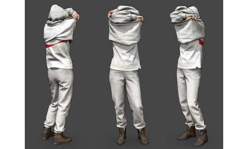 Girl takes off her hoodie 3D model