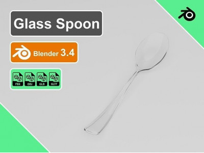 Glass Spoon Low-poly 3D model