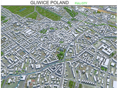 Gliwice Poland 30km Low-poly 3D model
