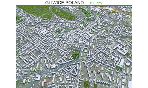 Gliwice Poland 30km Low-poly 3D model