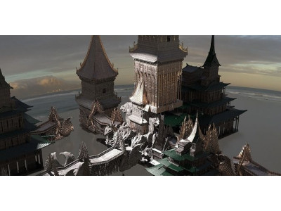 Golden Triangle Temples Ornate Kitbash 3D model