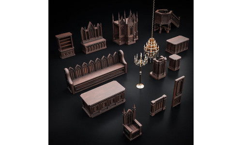 GOTHIC INTERIOR PROPS ASSET Collection Low-poly 3D model