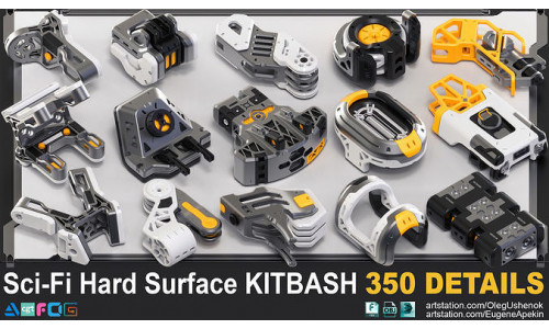 Hard Surface Sci-Fi Kitbash 350 DETAILS 3D model