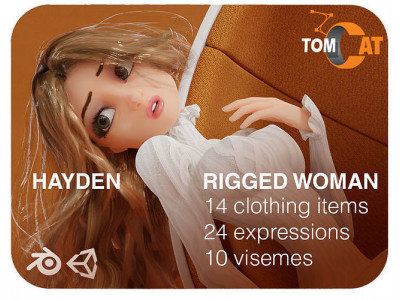 Hayden Rigged Woman Character for Blender and Unity Low-poly 3D model