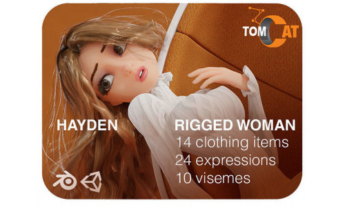 Hayden Rigged Woman Character for Blender and Unity Low-poly 3D model