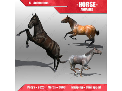 Horse Animated Low-poly 3D model