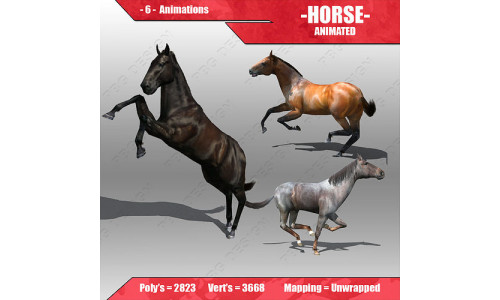 Horse Animated Low-poly 3D model