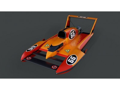 Hydroplane Racing Boat Number 66 Low-poly 3D model