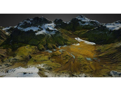 Iceland landscape - World Machine Low-poly 3D model