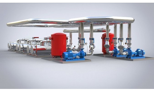 Industrial boiler room 3D model