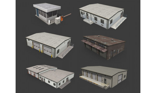 Industrial Buildings Pack Low-poly 3D model