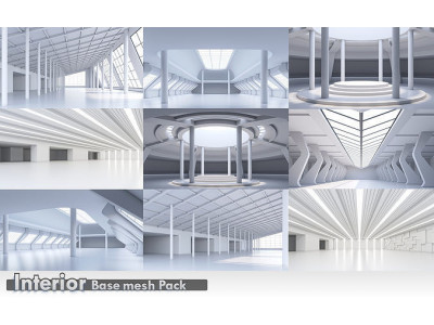 interior base mesh pack 01 Low-poly 3D model