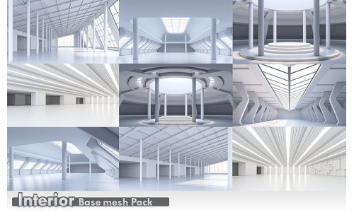 interior base mesh pack 01 Low-poly 3D model