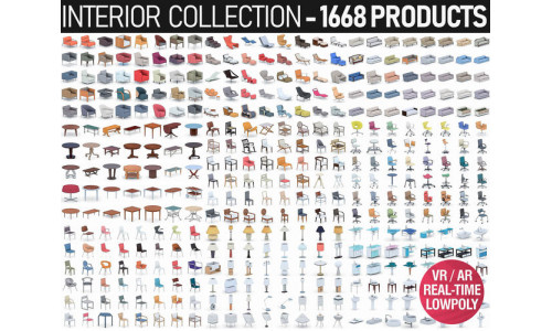 Interior Furniture Collection - 1668 MEGAPACK Low-poly 3D model