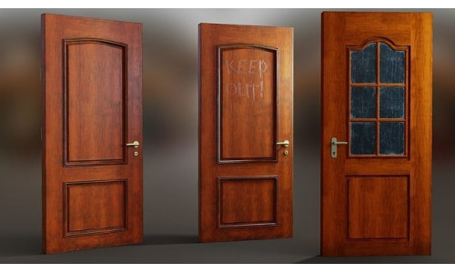Interior Wooden Doors Set Low-poly 3D model