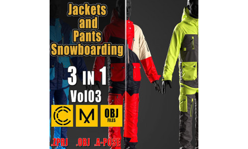 Jackets and Pants Snowboarding  Clo3D  OBJ Vol03 3D model