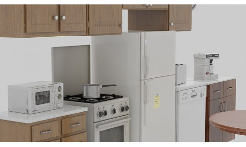 Kitchen Pack 90s Low-poly 3D model