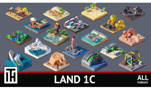 land 1C Low-poly 3D model