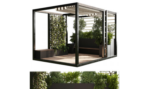 Landscape Furniture with Pergola and Roof garden 03 3D model