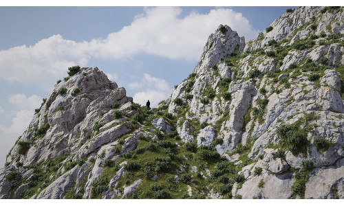 Large Mountain 01 Cliff PBR Scan Low-poly 3D model