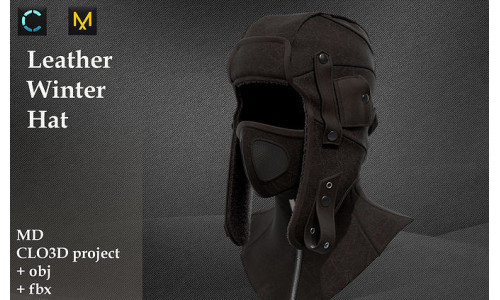Leather Winter Hat 3D model