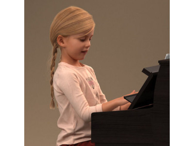 Little girl playing the piano 3D model