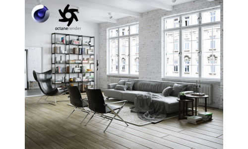 Living Room Interior Scene for Cinema 4D and Octane Render 3D model