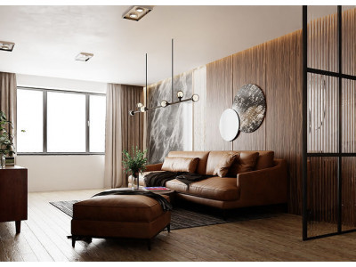 Living Room with Workspace Scene in Native Blend File 3D model