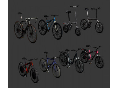 Low Poly bicycle set Low-poly 3D model