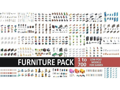 Low Poly Furniture - 700 models collection Low-poly 3D model