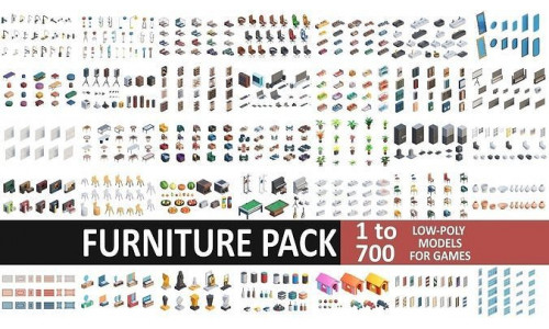 Low Poly Furniture - 700 models collection Low-poly 3D model