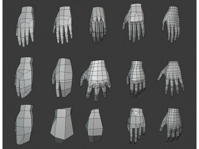 LP Hands base mesh Low-poly 3D model