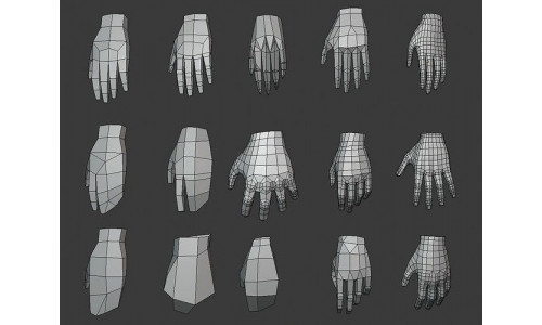 LP Hands base mesh Low-poly 3D model