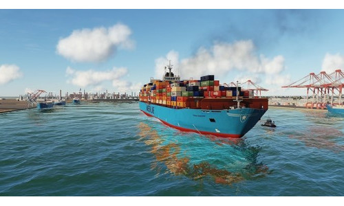 Maersk  ship and  tugboat Low-poly 3D model